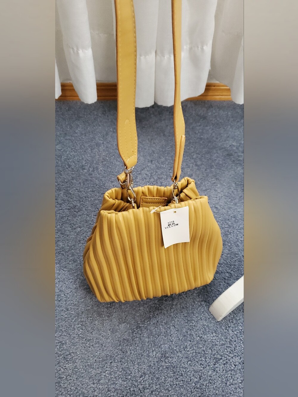 Yellow Pleated Shoulder Bag NWT